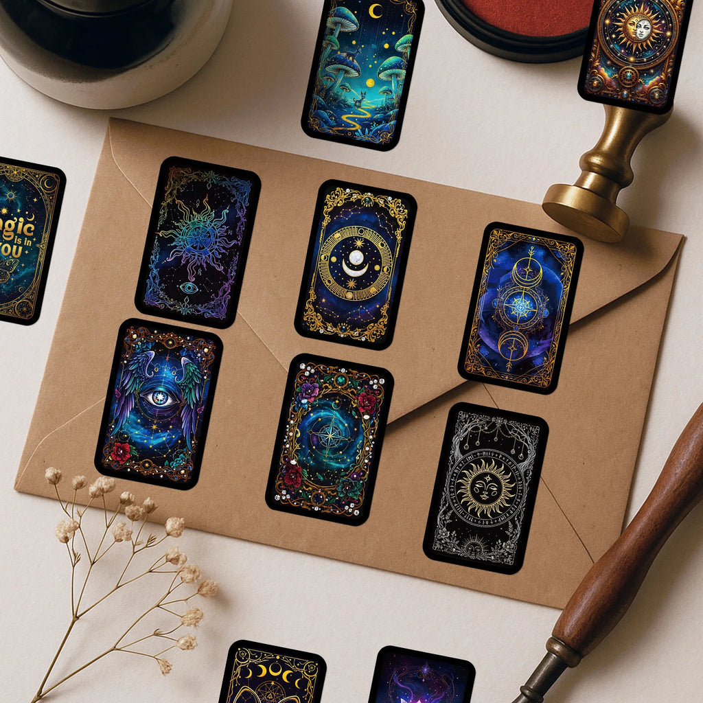 56PCS Celestial Astrology Magic Stickers Sun Moon Tarot Elements Stationery DIY Notebook Album Luggage Aesthetic Sticker