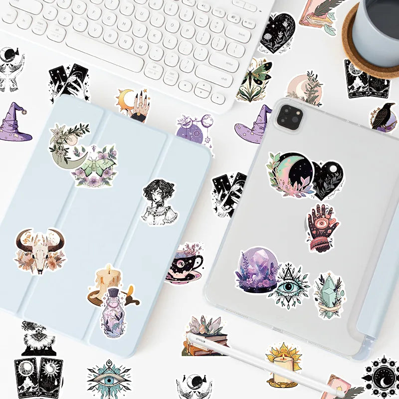 50/100PCS Halloween Magic Witch Graffiti Stickers Decorative Guitar Luggage DIY Creative Waterproof Stickers