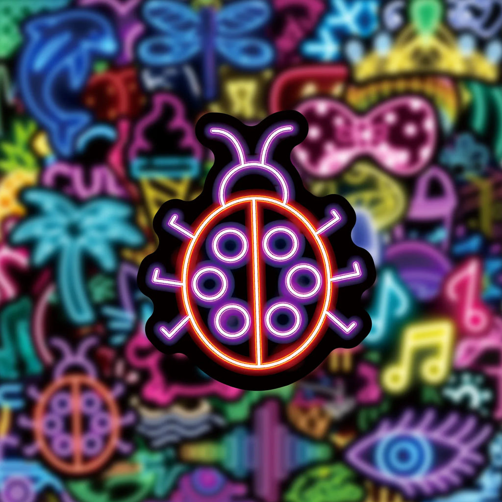 50-Pack Cute Neon Cartoon Graffiti Stickers Waterproof Decorative Decals for Laptop Skateboards Mobiles Suitcases Helmets