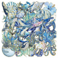 50-Pack Gold Foil Ocean Animal Doodle Stickers Waterproof Decor Decals for Students Stationery Phone Case Scrapbooking Sticker