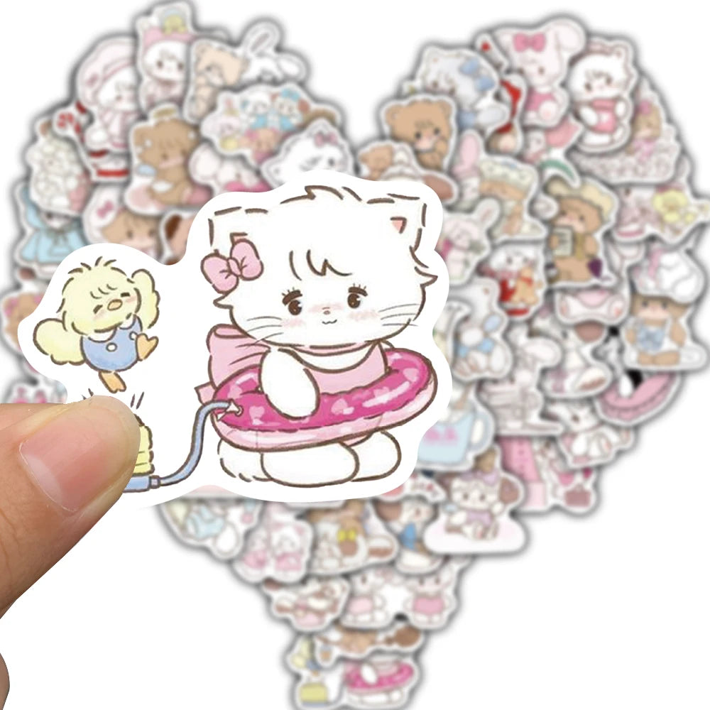 60/120PCS Kawaii Cat Sticker Aesthetic Laptop Luggage Scrapbooking Phone Case Lovely Decorative Gifts Stickers