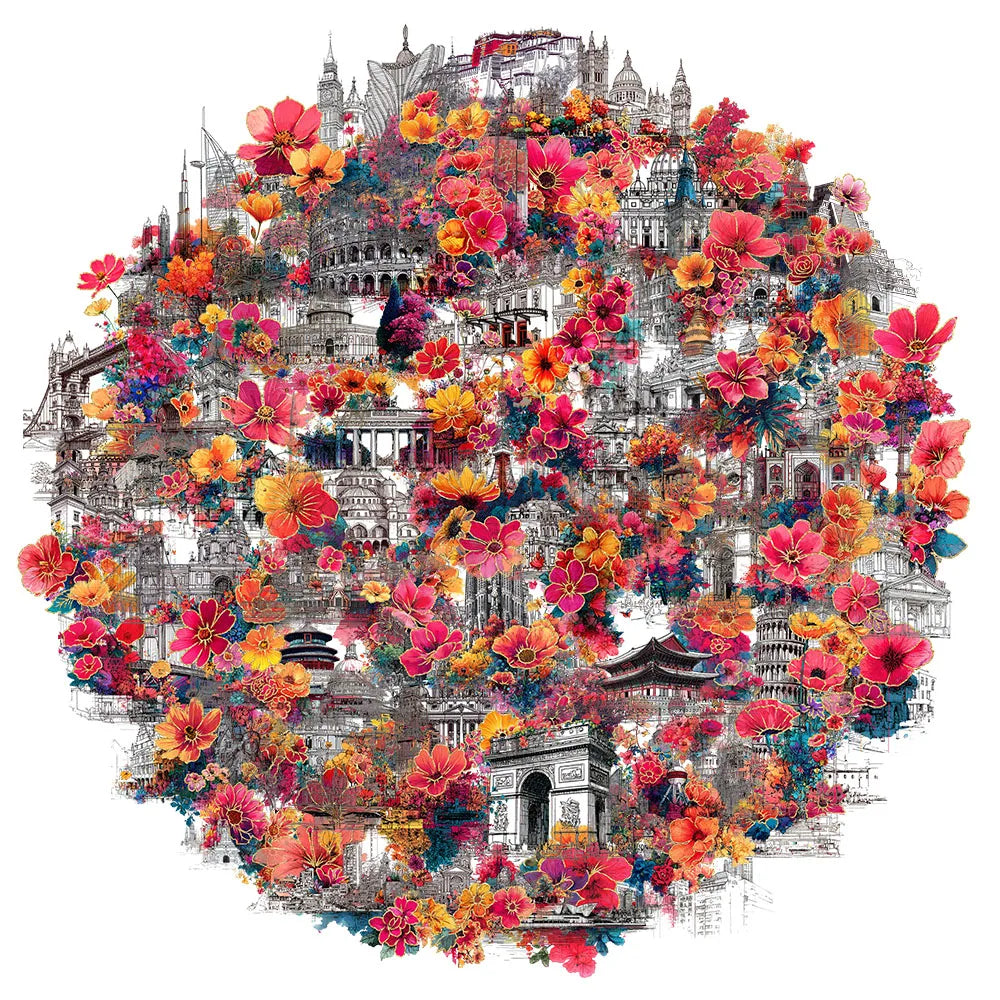 50PCS Fangfei Plastic Decorative Stickers for Building Rooms, Computer Scrapbook, Refrigerator Phone Cases, Decorative Stickers
