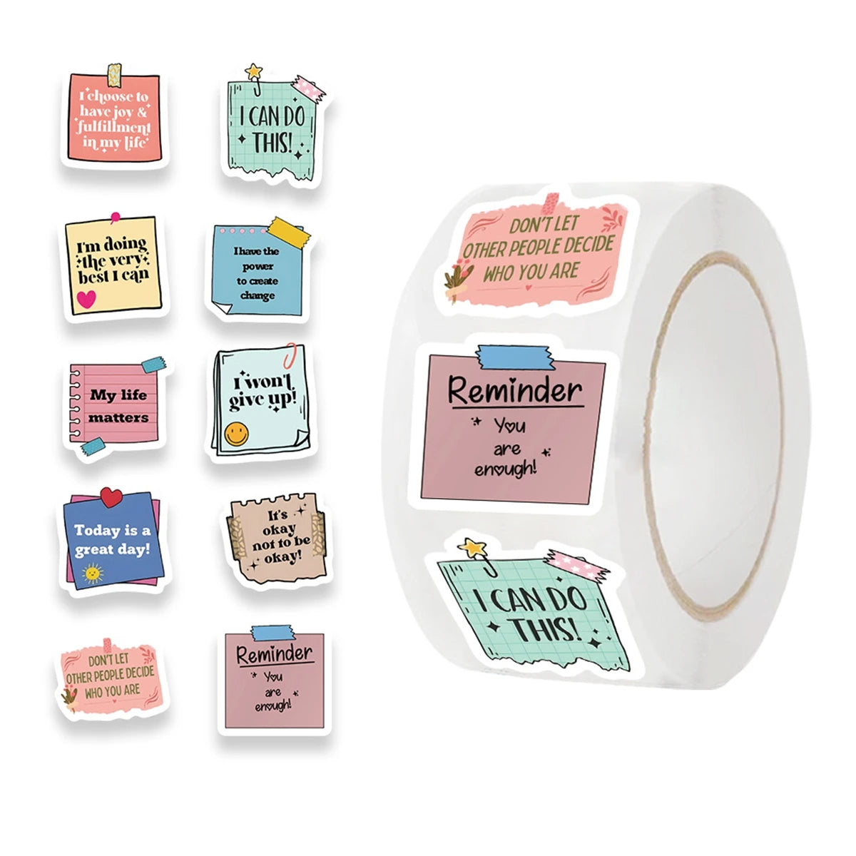 500pcs Self Affirmation Motivational Stickers For DIY Diary Scrapbooking Decoration,Envelopes Seals，2.5*2.5CM