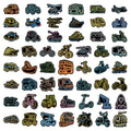 50/100 Pcs Neon Vehicle Cartoon Car Airplane Series Stickers for Helmet Skateboard Cup Laptop Phone Stationery Box Decals