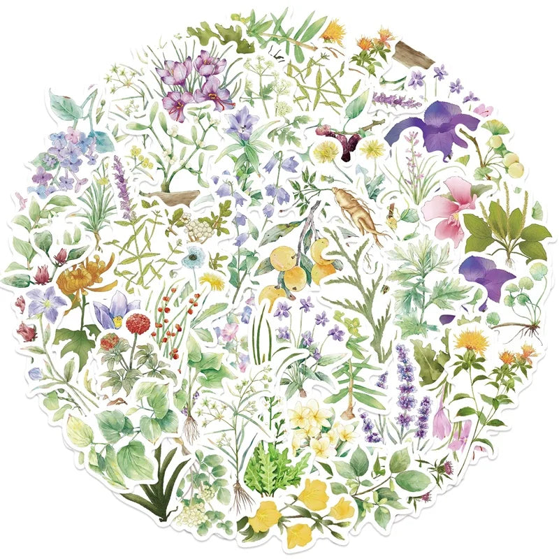 10/30/50PCS Kawaii INS Small Flower Sticky PVC Sticker Aesthetic Stationery DIY Decoration Scrapbooking Children's Supplies