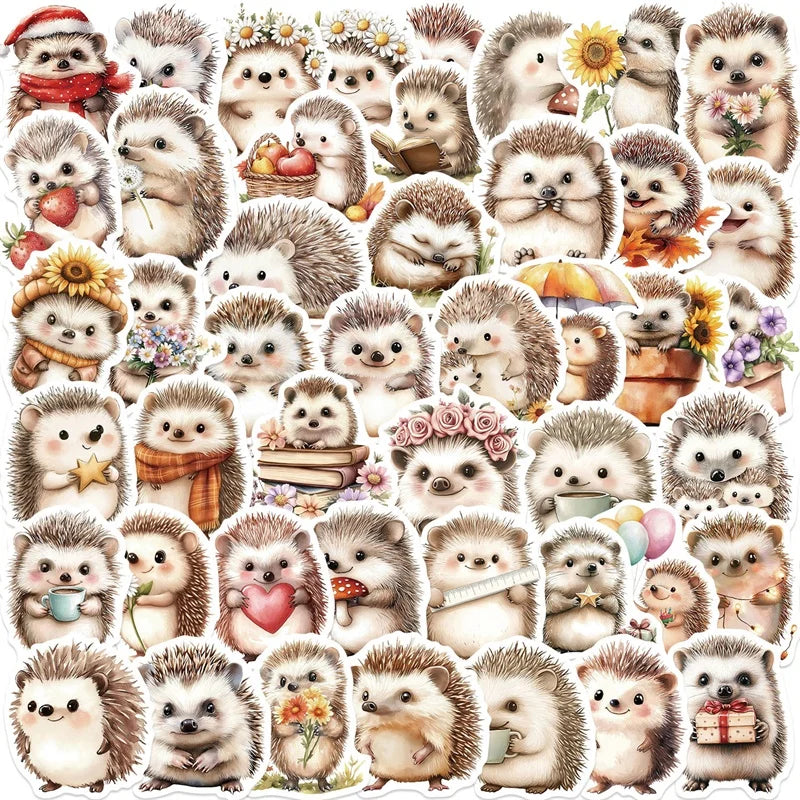10/30/50PCS Kawaii Simple Hedgehog PVC Sticky Stickers Aesthetic DIY Colored Phone Laptop Luggage Skateboard Graffiti Decals