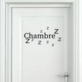 1pc French Country Style "Chambre" & Zzz Sleep Design Self-Adhesive Door Sticker - Black Lettering on White Background, Durable