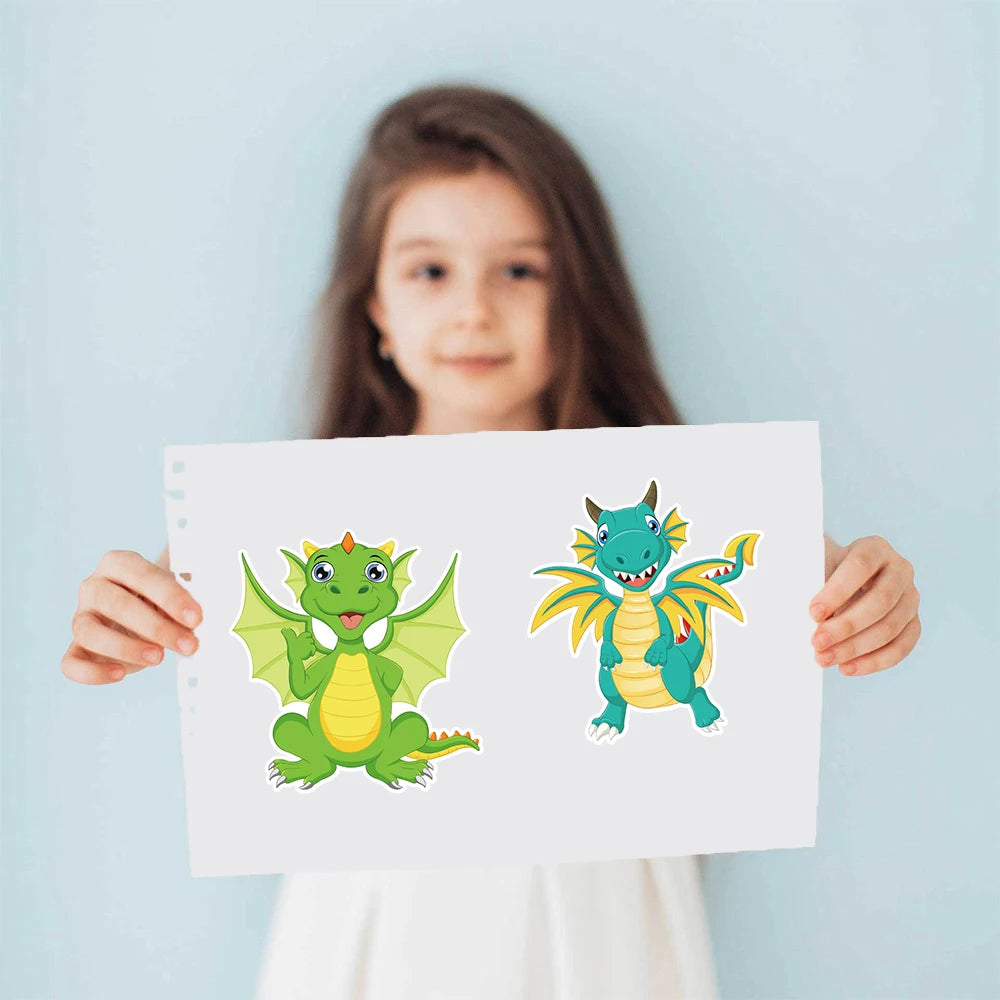 8PCS Cute Dragon Changing Face Collage Sticker Harajuku Motorcycle Casual Skateboard Casual Fashion Cartoon Graffiti Stickers