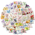 56-Pack Books & Flowers Waterproof Graffiti Stickers for Luggage Skateboards Journals And More
