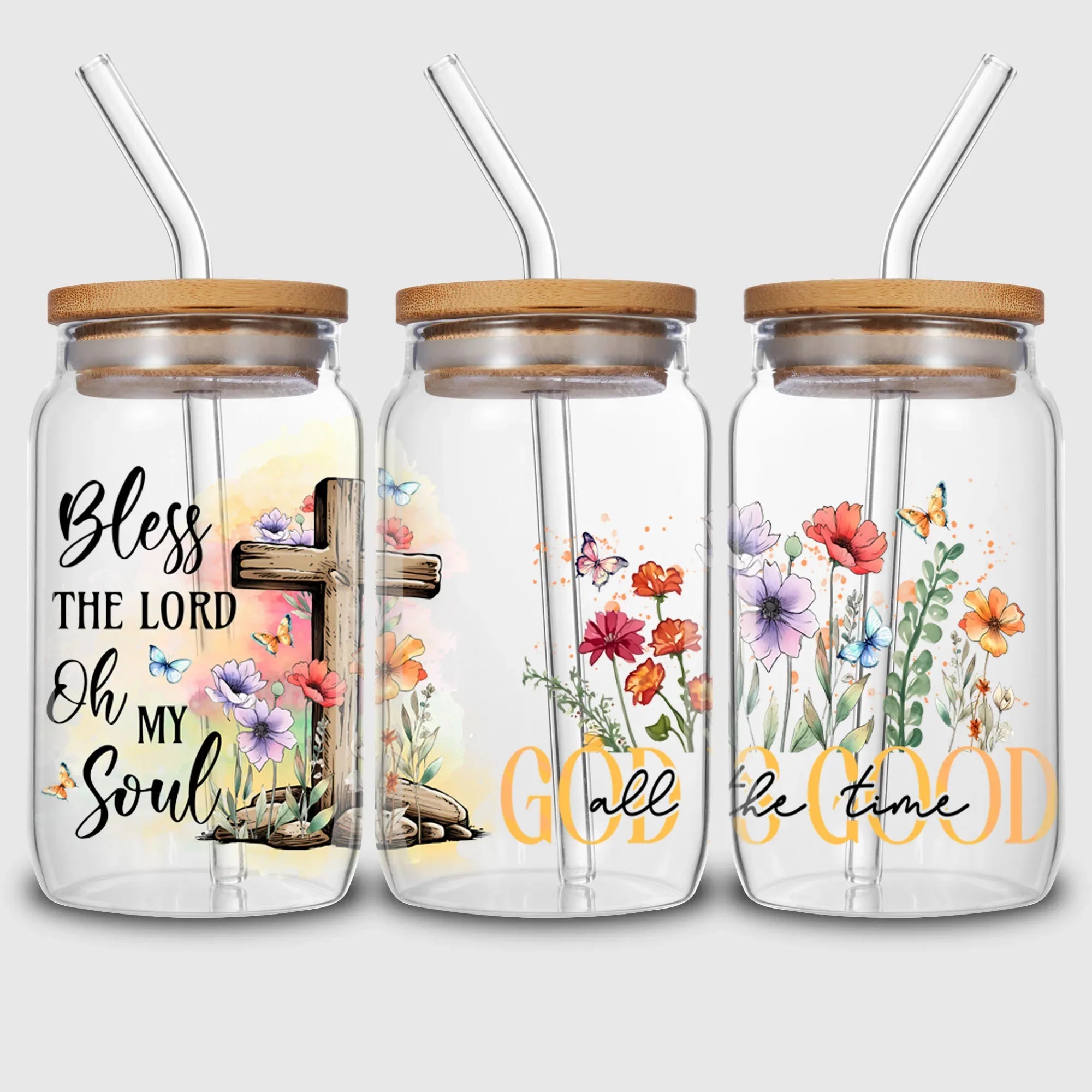 5 sheets Inspiring UV DTF Cup Stickers, Glass DTF Transfer Stickers, Waterproof Plant Wipe Transfer Paper for 16oz Glass, Mug,