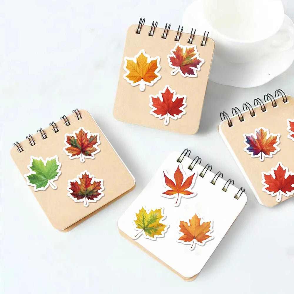 500PCS Autumn Maple Leaf Cartoon Reward Stickers DIY Phone Cases, Water Cups, Envelopes, Notes, Reward Gifts, Stamps, Stickers