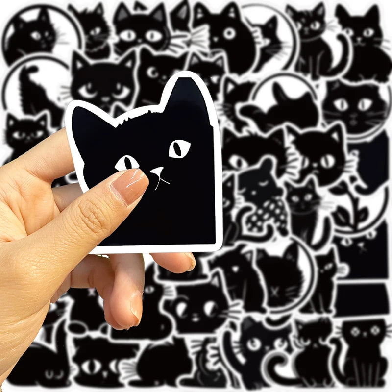 10/30/50PCS Kawaii Black Cat PVC Sticker Aesthetic Children's Decoration Scrapbooking for Kids Korean Stationery School Supplies