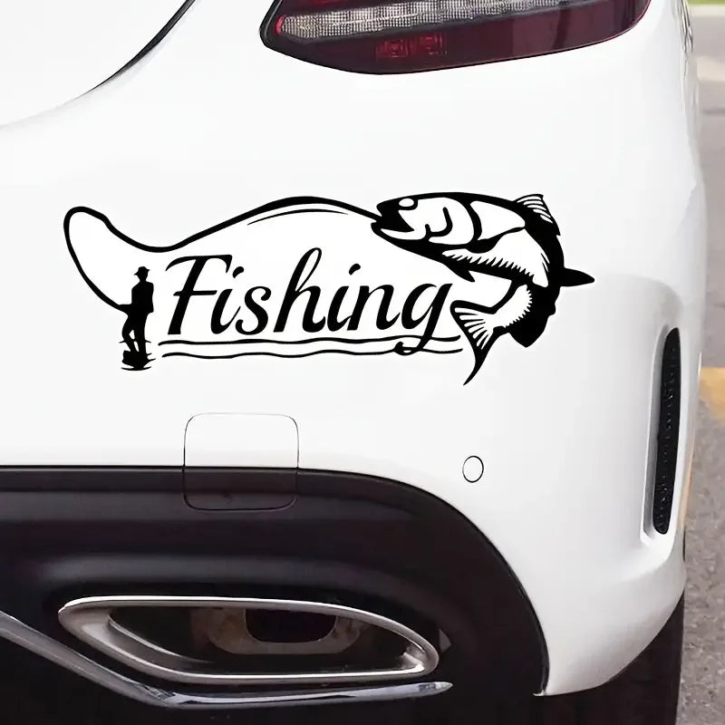Funny Fishing Hunter Decor Car Model Sticker Car Window Bumper Contour Decal