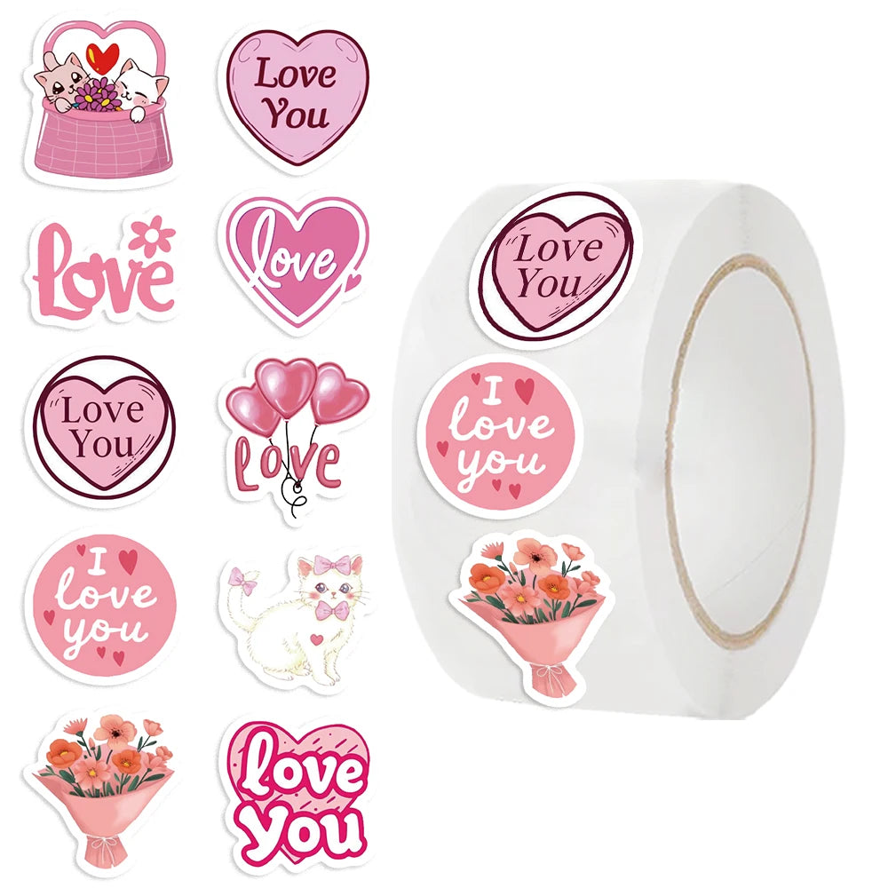 500Pcs/roll  cartoon Stars Stickers Love Shape Stickers Decorative Envelopes Sealing Stickers For Stationary