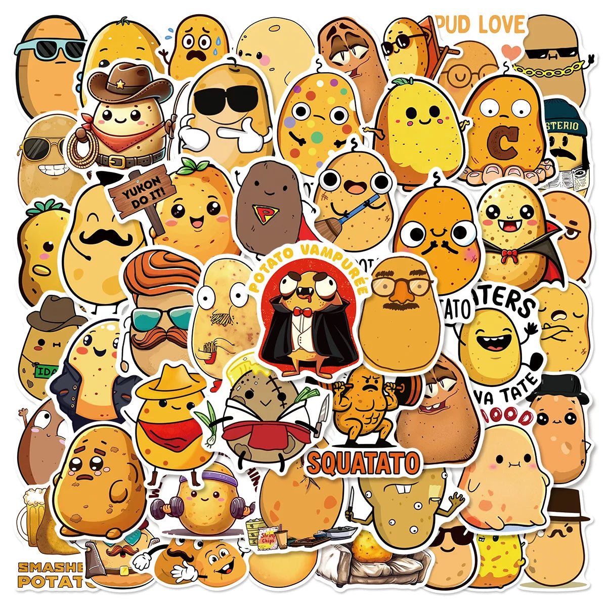 50/100PCS Funny Cute Little Potato Cartoon Graffiti Sticker Luggage Laptop Phone Waterproof Sticker