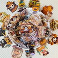 56PCS Cartoon Halloween PET Sticky Sticker Aesthetic Tear Open DIY Decoration Scrapbooking Sketchbook Supplies for Kids