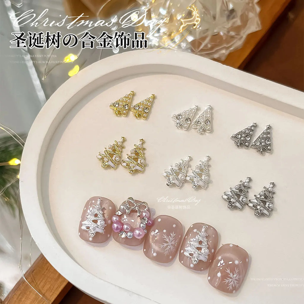 Luxury Stacked Nail Arts Accessories Mini Heart-shaped Axe-shaped Designs Nail Charms Pearl Rhinestones For 3D Nails Decorations