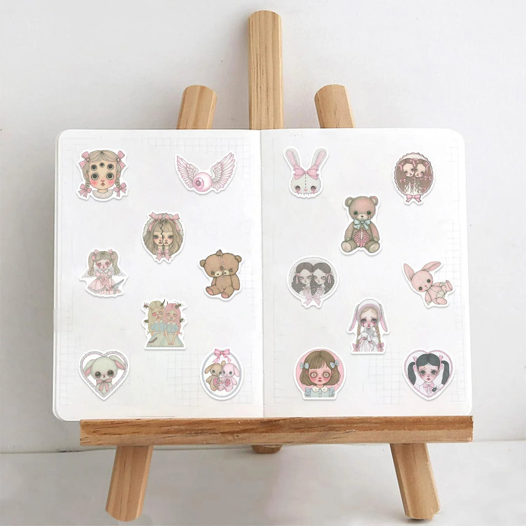 50/100 Cartoon Pink Freak Girl Graffiti Stickers Decorative Guitar Notebook Luggage DIY Waterproof Stationery Stickers