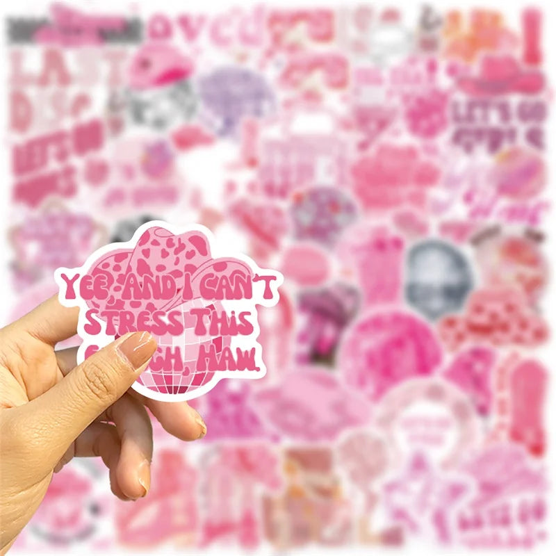 10/30/50PCS Cute Girl Cowboy Sticky PVC Sticker Aesthetic Stationery Pink DIY Decoration Scrapbooking School Supplies for Kids