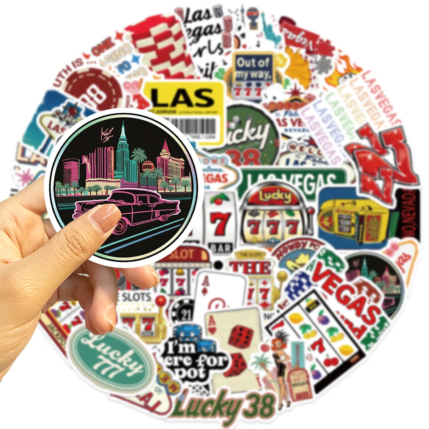 50PCS Cartoon Las Vegas Graffiti Stickers Guitar Notebook Luggage DIY Waterproof Stationery Children's Stickers