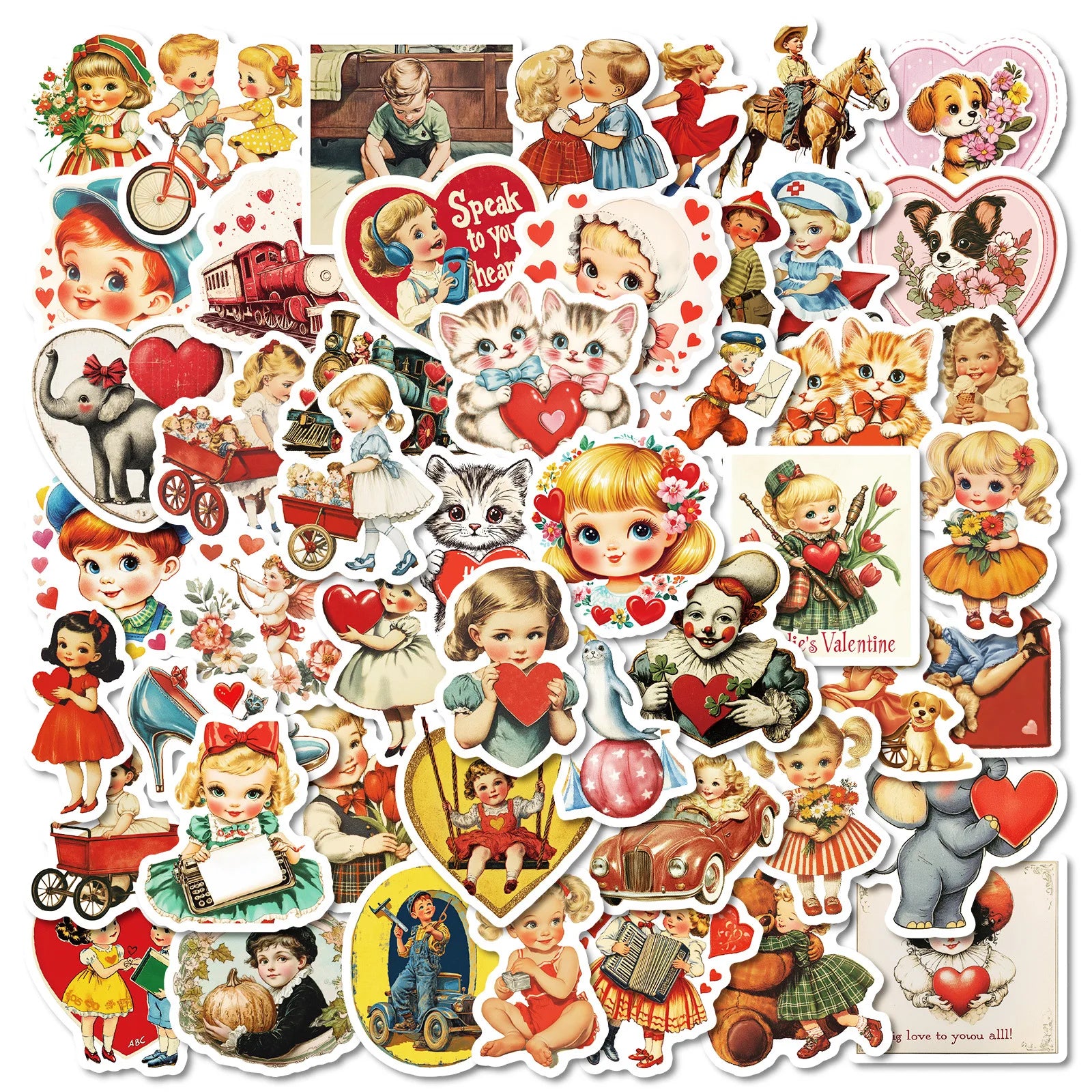 50PCS Retro Cartoon Account Stickers Cute Stickers Luggage Phone Water Cup Computer Decoration Waterproof Stationary Stickers