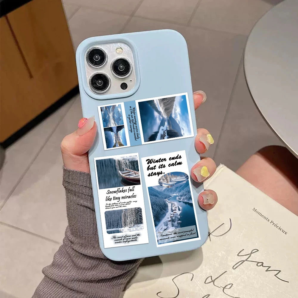 50PCS Creative Winter Scenery Label Decorative Stickers DIY Scrapbook Phone Case Laptop Tablet Toy Decorative Stickers
