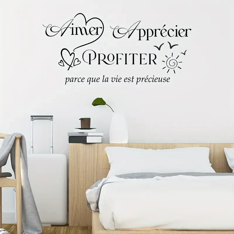 A Vinyl Wall Sticker Featuring a French Inspirational Quote, Suitable for Decorating Bedrooms, Living Rooms, Dining Areas, And S