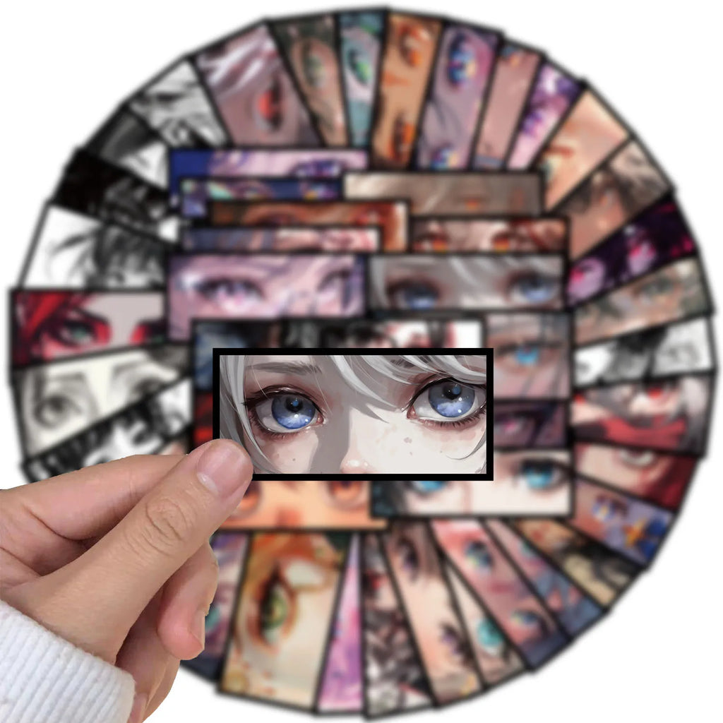 50PCS Cute Eyes Stickers Aesthetic Phone Personalized DIY PVC Wall Car Coffee Bar Home Scrapbooking Living Room Sticker