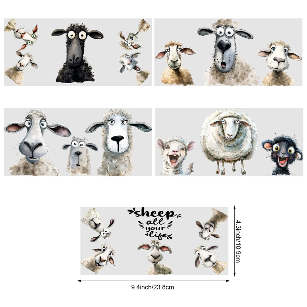 5 sheet Animal UV DTF Cup Stickers, DTF Transfer Stickers, Waterproof Wipe Transfer Paper for 16oz Glass, Mug, Crafts, Furniture