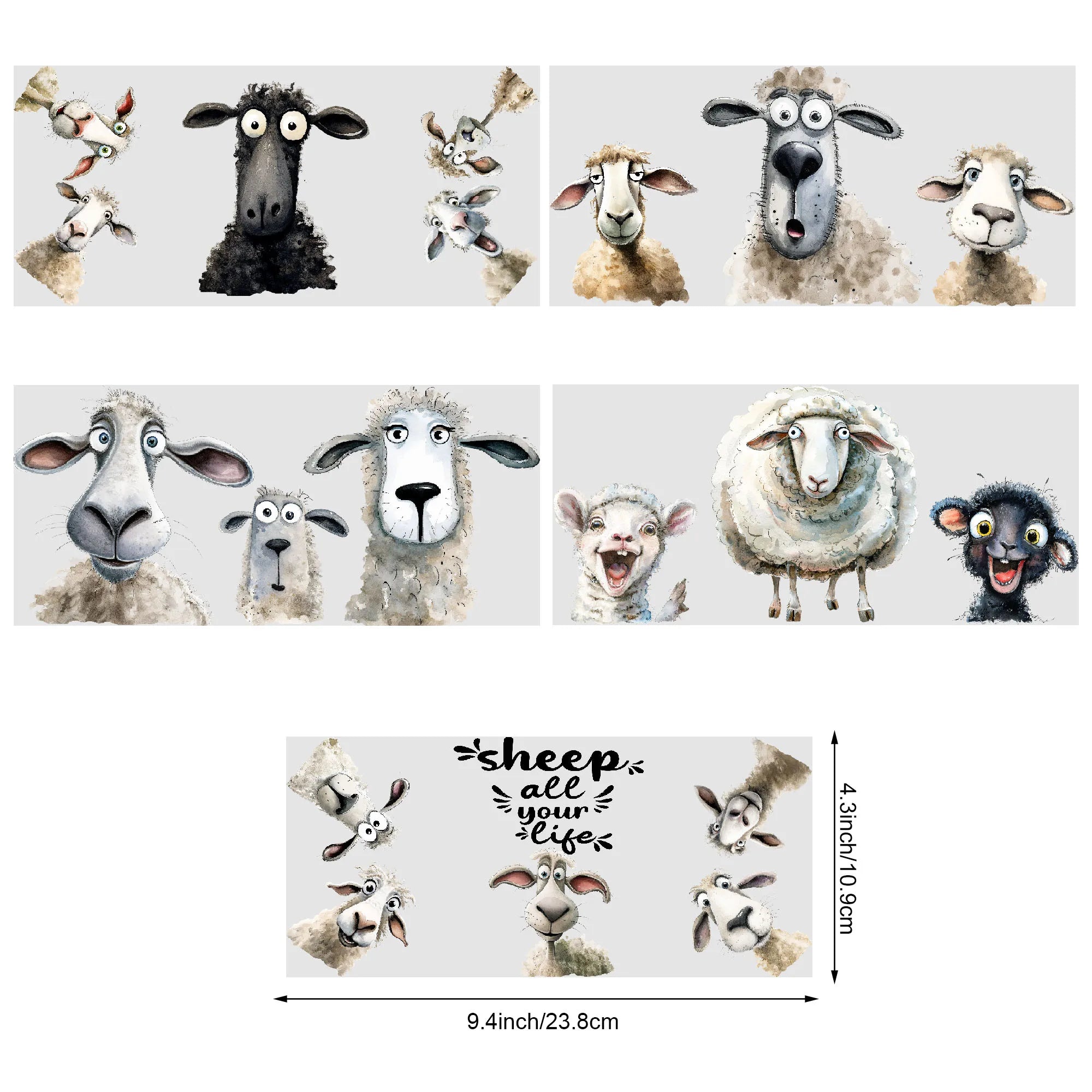 5 sheet Animal UV DTF Cup Stickers, DTF Transfer Stickers, Waterproof Wipe Transfer Paper for 16oz Glass, Mug, Crafts, Furniture