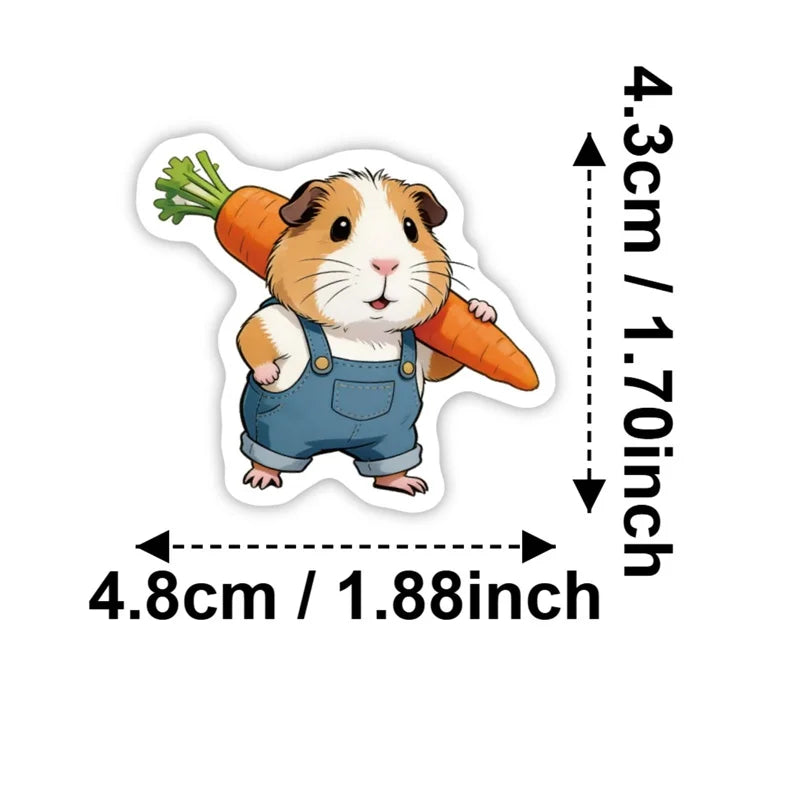 10/30/56PCS Cartoon Guinea Pig PVC Sticky Sticker Stationery DIY Children's Laptop Luggage Skateboard Decoration Scrapbooking