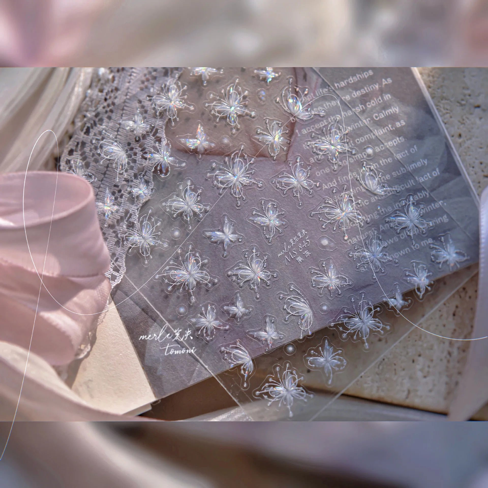 Cute Jelly Butterfly Nail Stickers Ice Transparent Star Dream Butterfly Self Adhesive Transfer Slider For Nails DIY Nail Decals