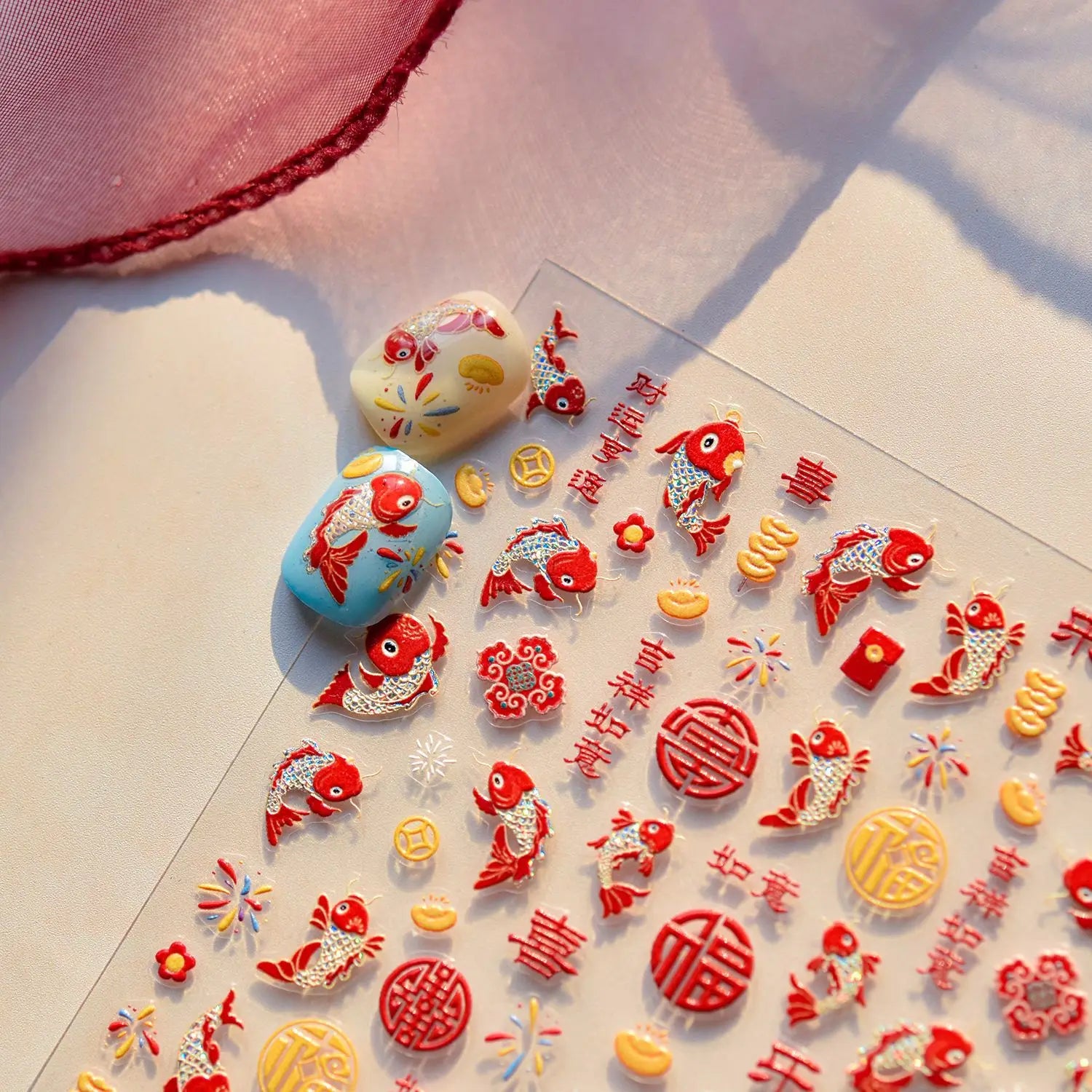 Cute Graffiti Lines Nail Art Stickers 5D Embossed Butterfly Rabbit Nail Art Accessory Stickers DIY Japanese Self Adhesive Decals