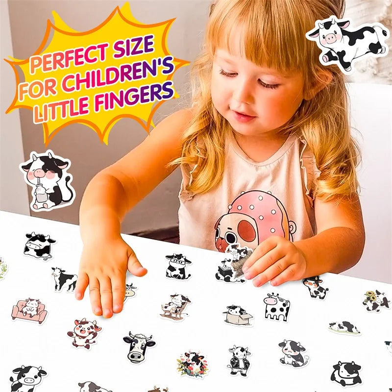 10/30/50PCS Cute Cow PVC Sticker Aesthetic DIY Children's Decoration Scrapbooking Korean Stationery School Supplies for Kids