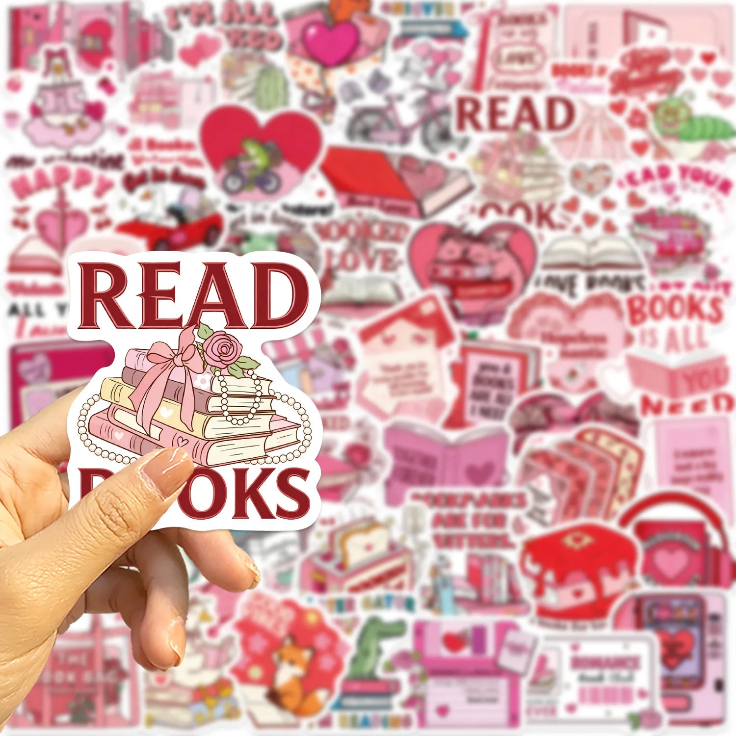 50/100PCS Cartoon Valentine's Day Bookish Graffiti Stickers Decorative Guitar Notebook Luggage DIY Waterproof