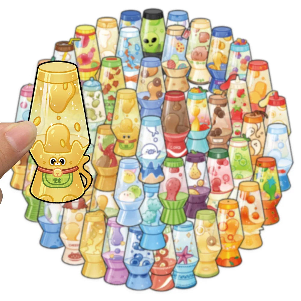 50PCS Lava Lamp Creative Transparent Stickers DIY Scrapbook Phone Case Laptop Tablet Decorative Toy Stickers
