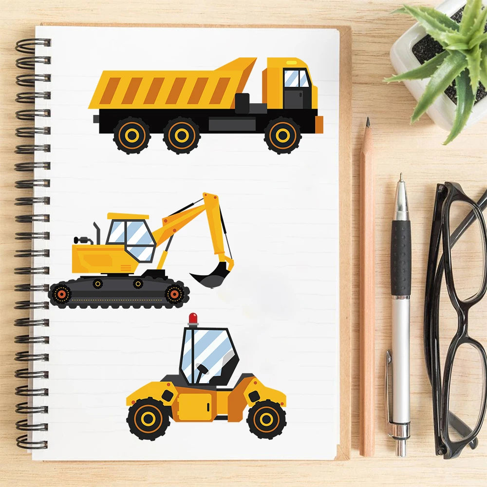 8/16PCS Industrial Excavator Collages Stickers Nostalgia Aesthetic Skateboard Stationery Creativity Coffee Kawaii Wall Stickers