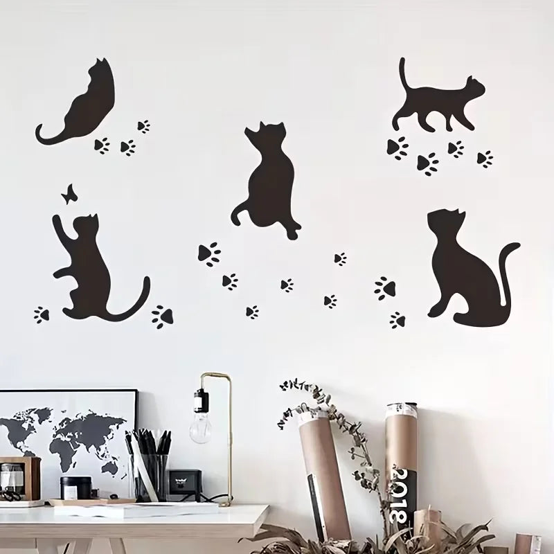 1pc Creative PVC Wall Sticker, Dog Food Slogan Dog Paw Print, Waterproof Self-Adhesive Wall Sticker For Bedroom, Entryway, Livin