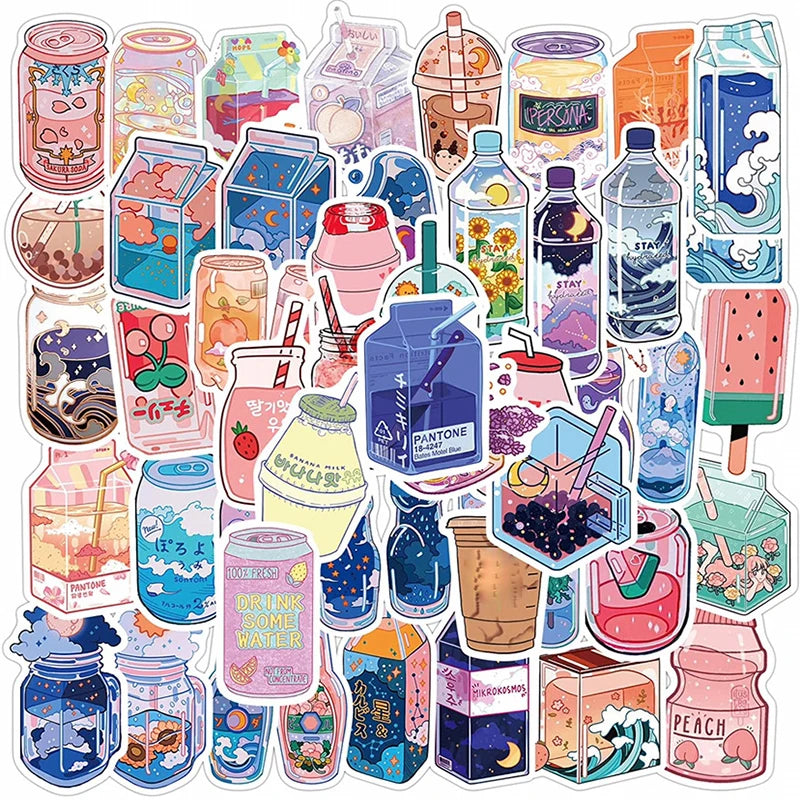 10/30/50PCS Japan Dink Sticker Aesthetic Sketchbook for Kids Children's PVC Decoration Scrapbooking School Stationery Supplies