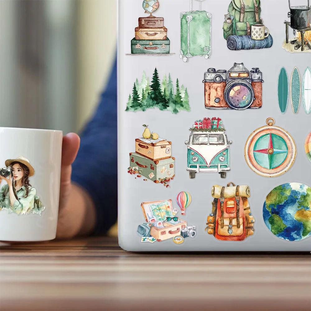 50PCS Simple Outdoor Travel Series Landscape PET Stickers DIY Phone Case Laptop Tablet Toy Stickers