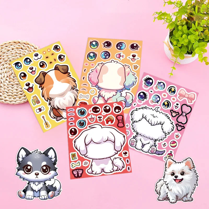 8/16/24PCS Cartoon Cute Dog Sticker Decor Phone Tablet Skateboard Waterproof DIY Children Stationery Decoration Fun Stickers