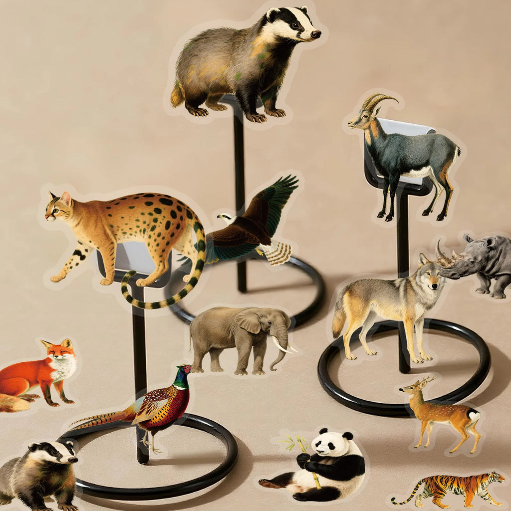 56/112 Pcs Realistic Forest Animal PET Stickers Waterproof No Repeat for Stationery Box Fridge Helmet Car Vase Decoration