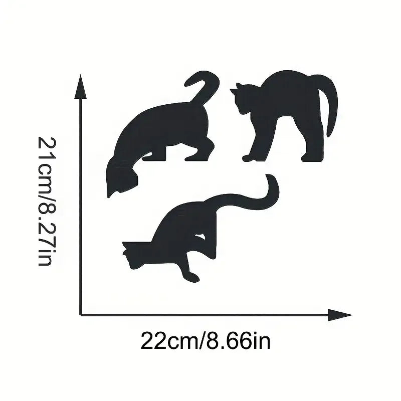 3pcs/set Creative Cat Wall Stickers, Home Decor, Black Wall Decals for Bedroom Living Room Door, Removable