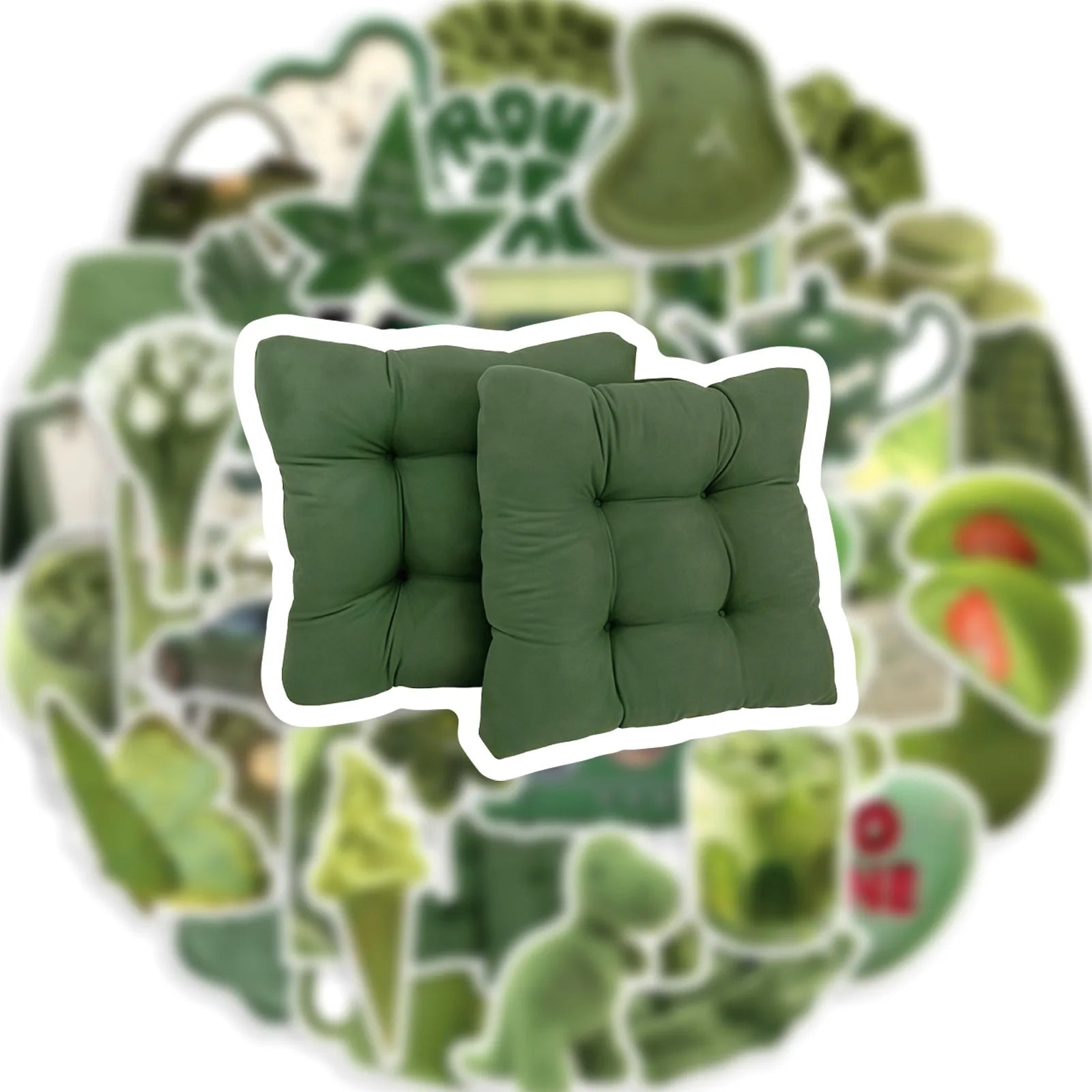 50/100 Pcs Ins Style Korean Olive Green Aesthetic Stickers DIY for Scrapbook Cup Suitcase Wardrobe Phone Laptop Removable Decals