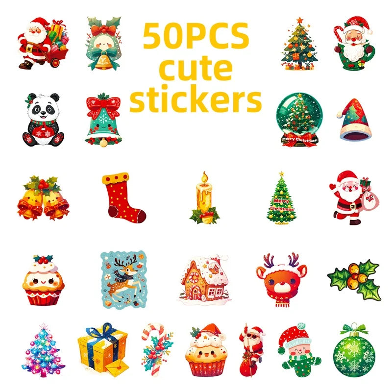 10/30/50PCS Cute Christmas Fat Animal PVC Sticky Sticker Aesthetic DIY Children's Decoration Scrapbooking School Supplies