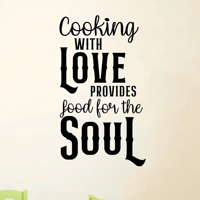 Contemporary "Cooking with Love" Vinyl Wall Decal - Matte Finish, Self-Adhesive Kitchen Art Sticker, Easy to Apply & Remove, Per