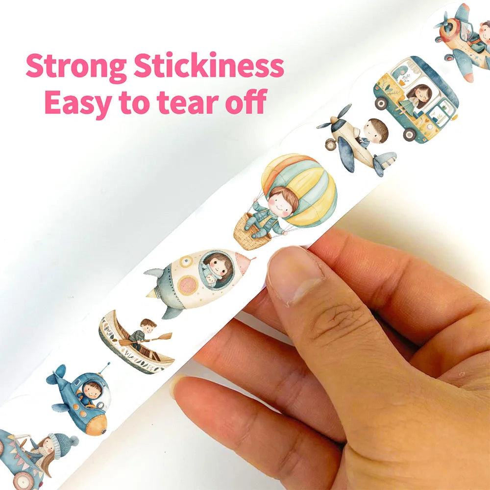 500PCS Cartoon Transportation Vehicles Roll Stickers Gifts Labels DIY Art Picture Phone Landscape Stationery Wall Painting