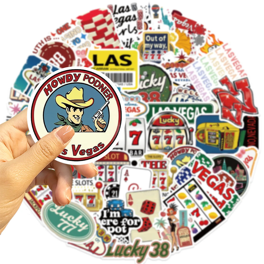 50PCS Cartoon Las Vegas Graffiti Stickers Guitar Notebook Luggage DIY Waterproof Stationery Children's Stickers