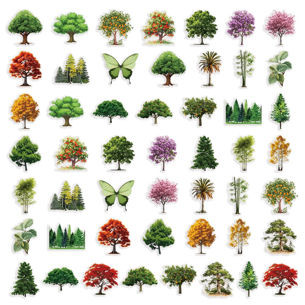 50 Pcs Flower Transparent PET Waterproof Stickers Natural Plants Decoration Mobile Phone Case DIY Stickers