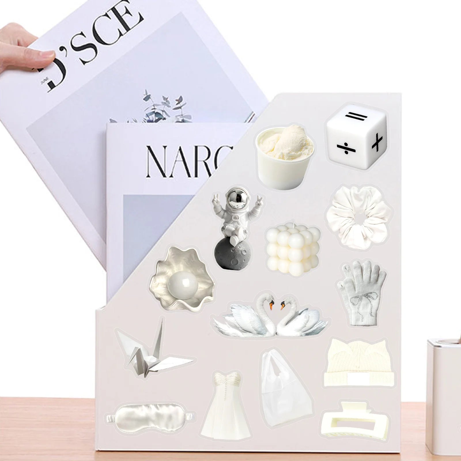 50/100Pcs White Aesthetic Retro Fresh Style PET Waterproof Clear Stickers for Phone Cup Laptop Helmet Suitcase File Holder Decal